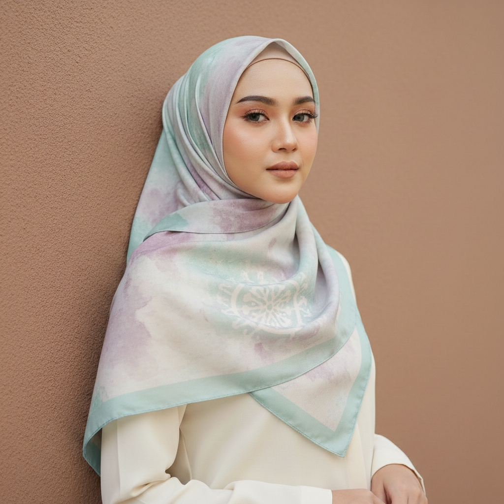 Alisha Scarf Voal Motif Eksklusif 115x115 cm by RiaMiranda - Hijab Segi Empat Elegan
