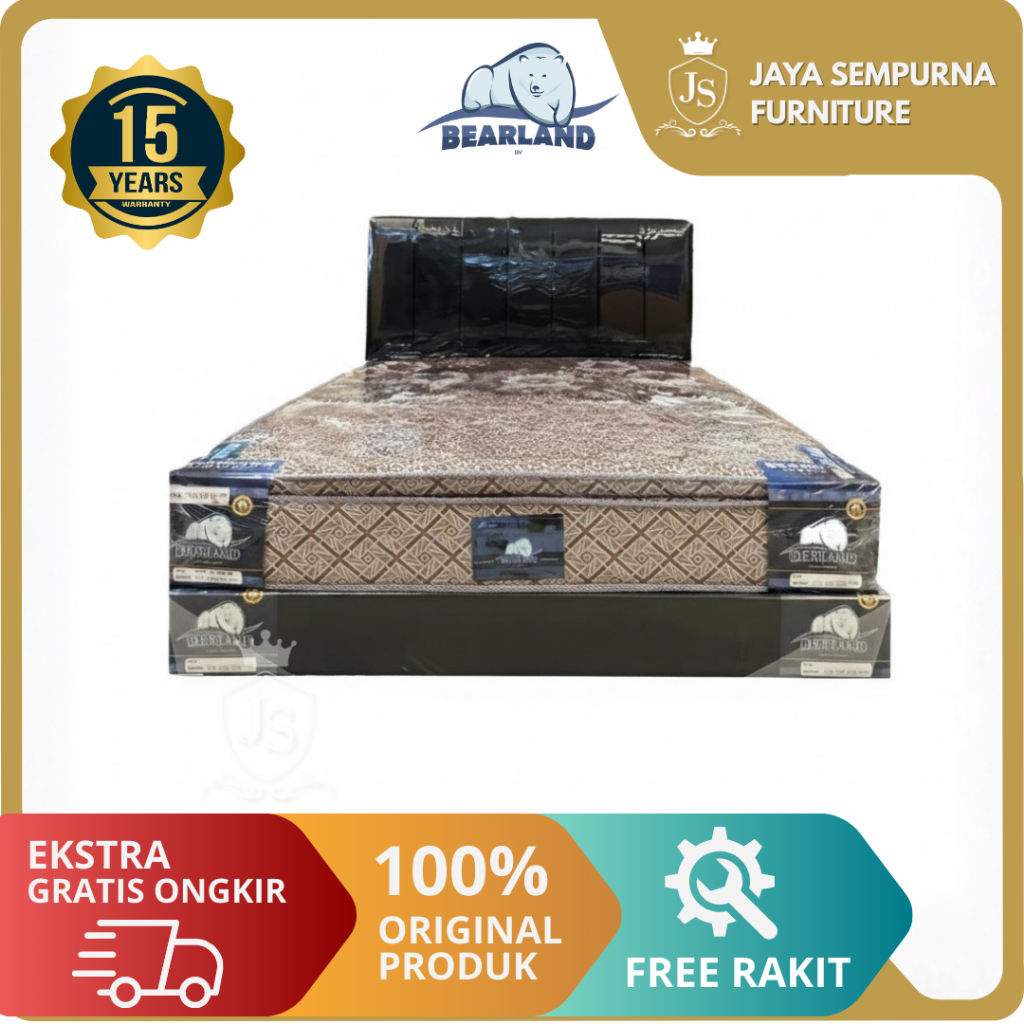 BEARLAND Springbed Pillowtop 180x200 160x200 120x200 Knitting Matras Biru Coklat Merah