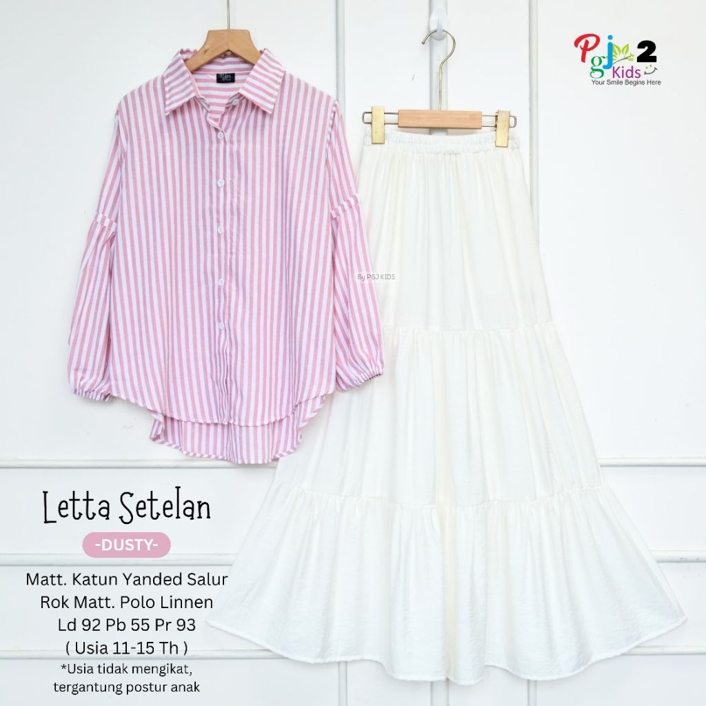 Letta Set Rok Teen Remaja Setelan Anak Remaja Usia 11-15 Tahun Motif Salur Keren Bahan Atasan Katun 