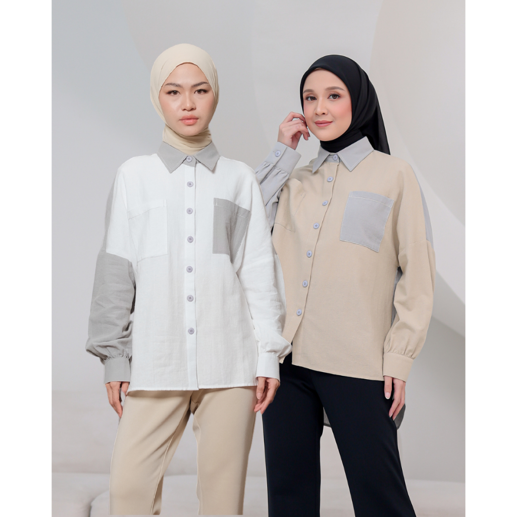 OMARA Keira Two Tone Shirt | Kemeja Wanita - Palette