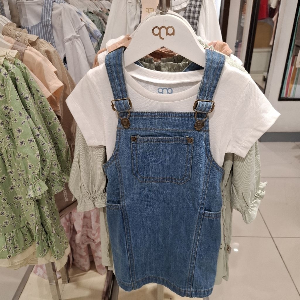 Qna Baju Setelan Anak Perempuan Overall Jeans New