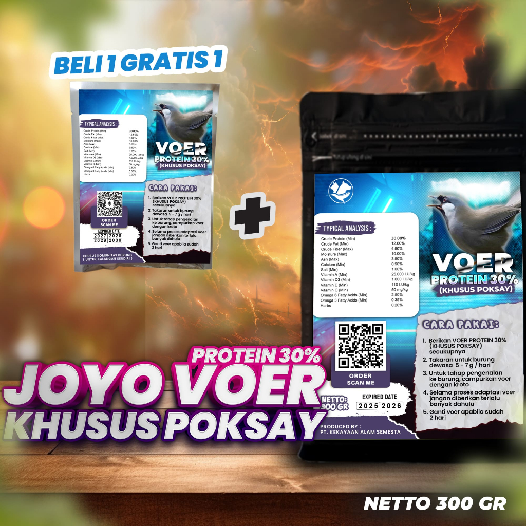 MAKANAN BURUNG POKSAY | VOER BURUNG POKSAY | VOER HARIAN | VOER NUTRISI KOMPLIT | VOER HARIAN KHUSUS