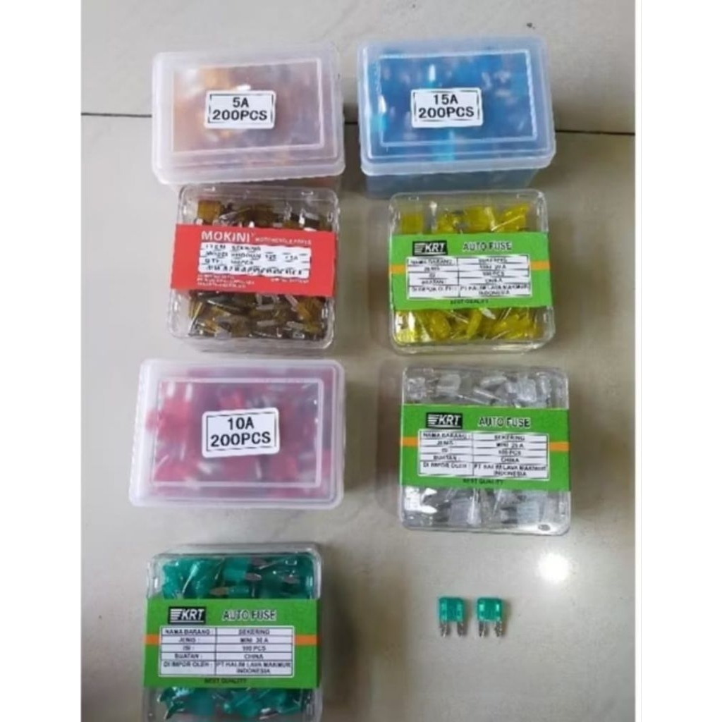 (10 pcs) SEKRING MINI,,5 Amper,,7,5 Amper,,10 Amper,,15 Amper,,20 Amper,,,30 Amper