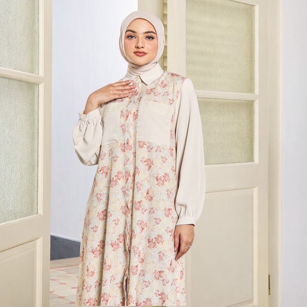 MFMW Alira Dress Gamis Terracotta Motif Bunga