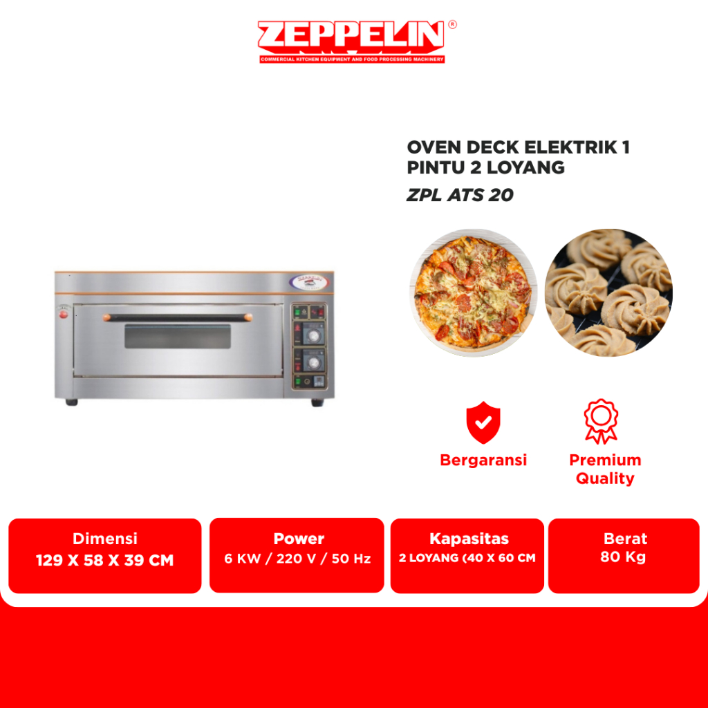 Zeppelin Oven Deck Electric 1 Pintu 2 Loyang