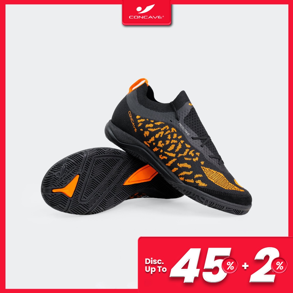 Concave Sepatu Futsal - Volt Black / Orange