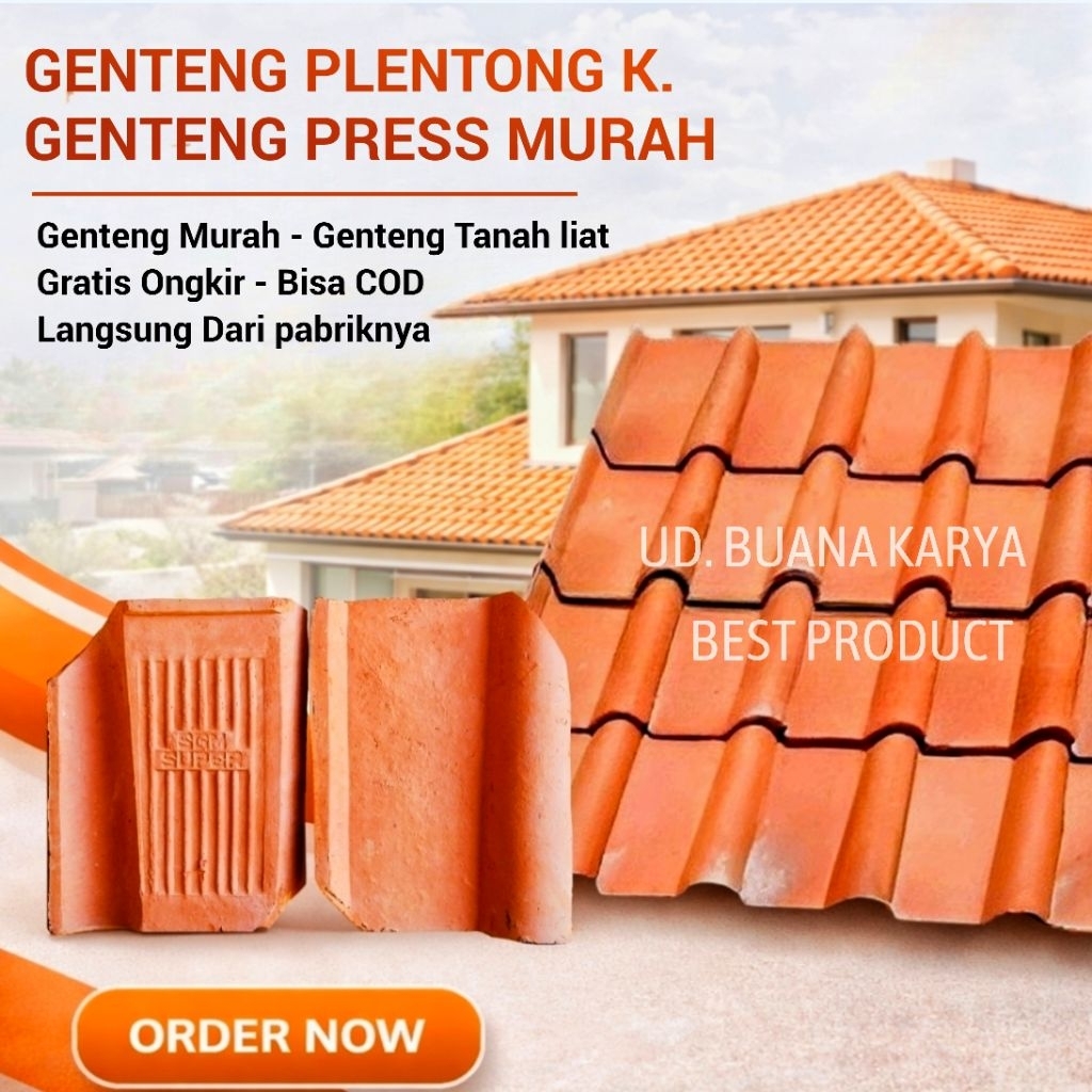 Genteng Press Tanah LiatGenteng Atap Rumah, Genteng Plentong kecil, genteng rumah minimalis