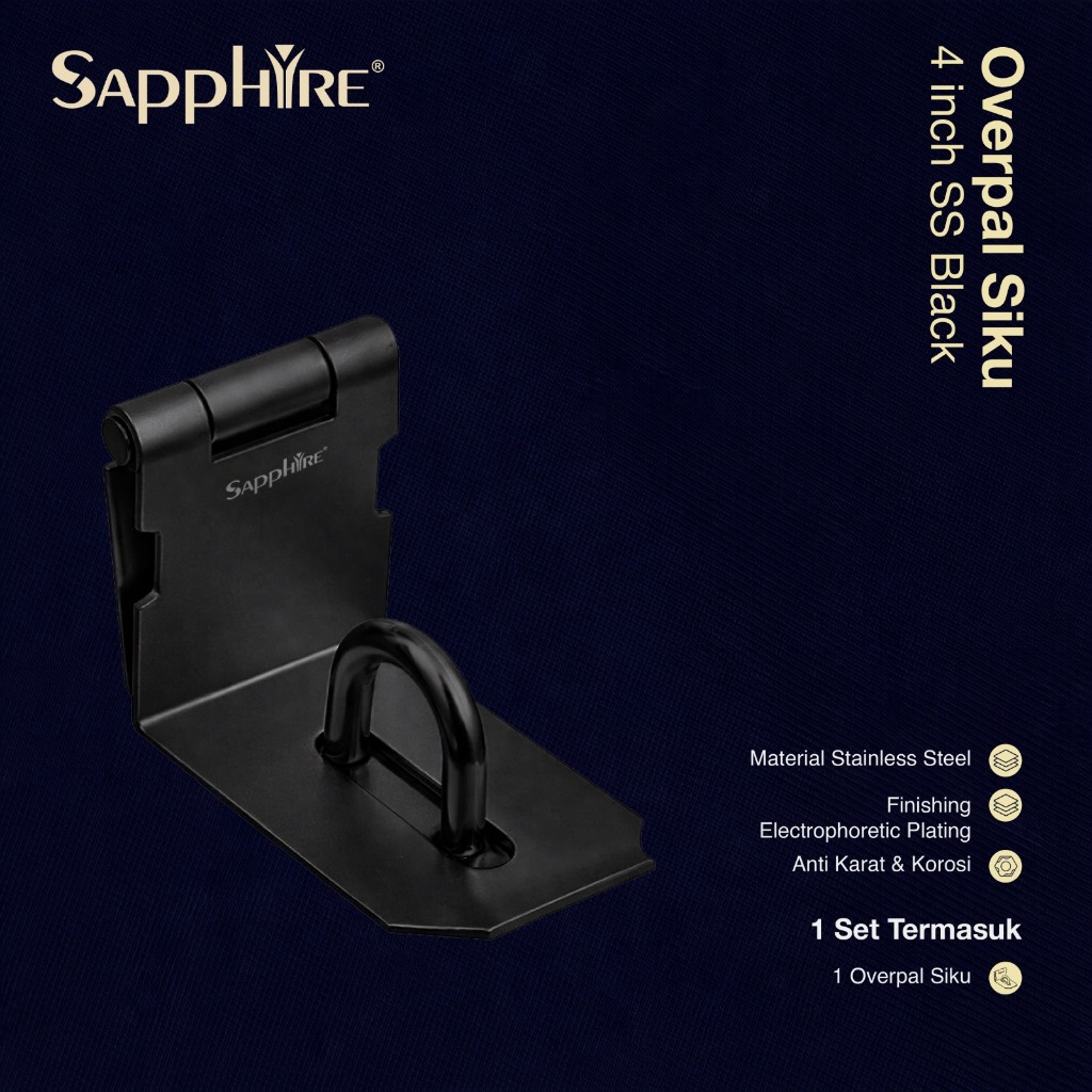 Sapphire Overpal Gembok Siku Kait Pintu & Laci Stainless Steel3" 4" 5" Bracket Hasp Lock