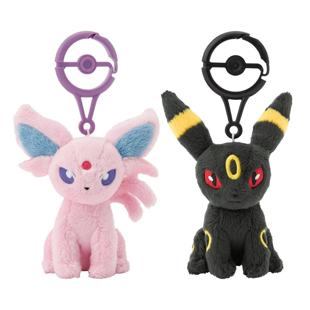 KeyChain Plush Pokemon Center Eevee Evolution Espeon Umbreon Carabiner Gantungan Kunci Original