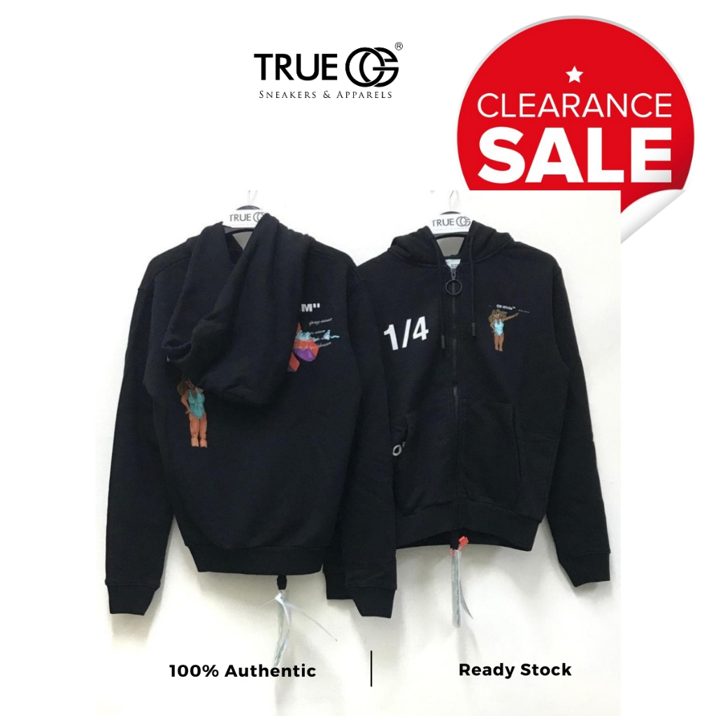 Off White Dondi Woman Zip Jaket Hoodie Black Authentic