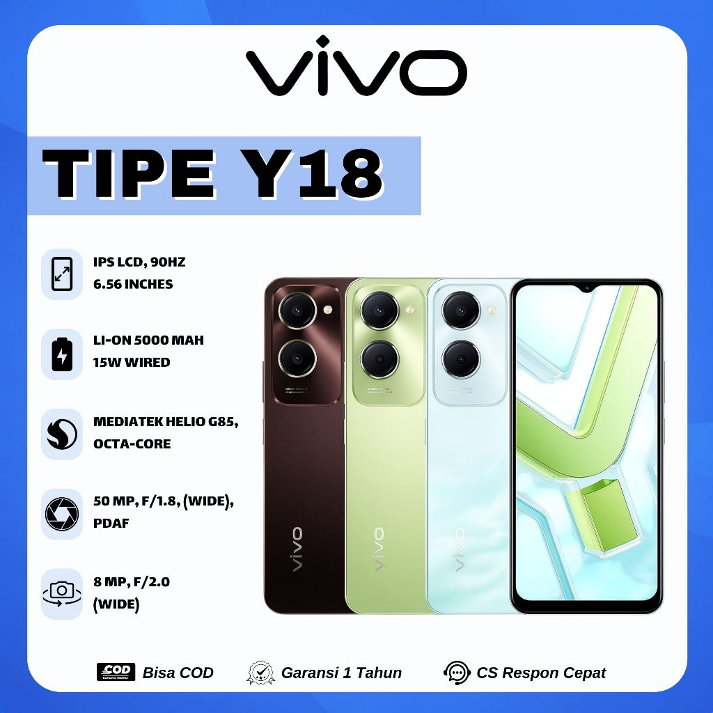 HP Smartphone Android VIVO Y18 RAM 6/128GB Garansi