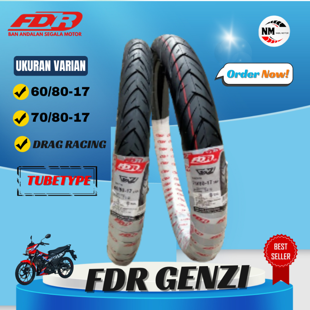 Ban Motor FDR Genzi 60/80-17 70/80-17 Ban Ring 17 Tube Type