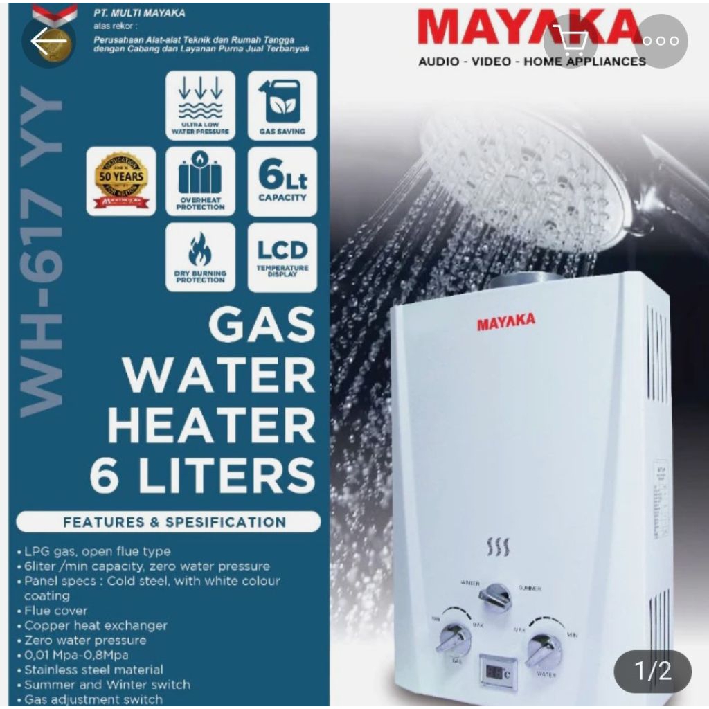water heater mayaka 6 liter