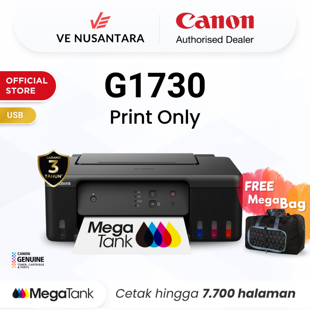 Printer Ijazah Permendikbudristek Tahan Air - Canon G1730 - Ink Tank Print Only - Garansi 3 Tahun