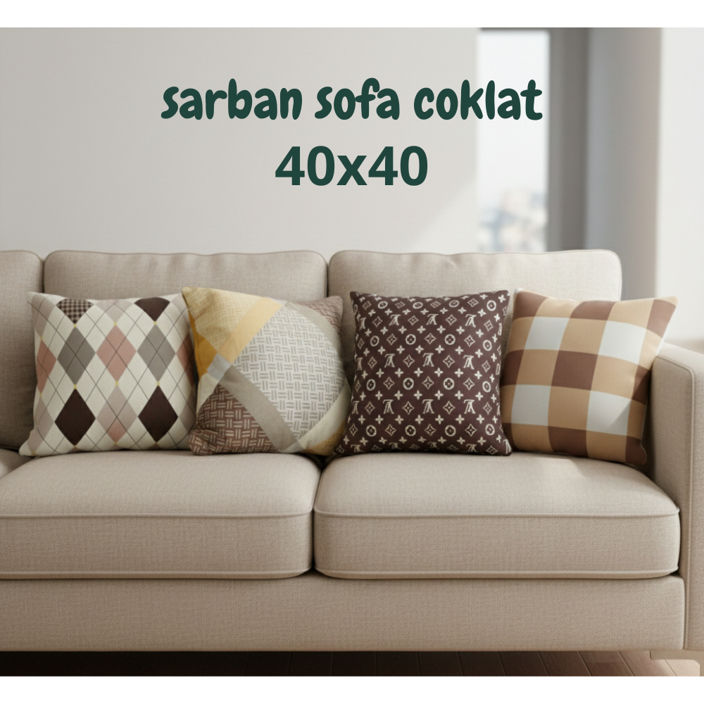Shafiyyah.sarban (Set Coklat) Sarung Bantal Sofa 40x40