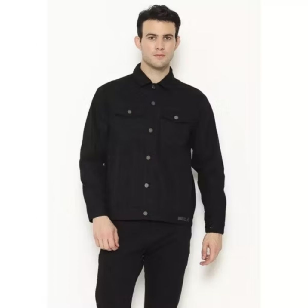 Jaket Jeans Pria Hitam Denim Lois Original MJF174