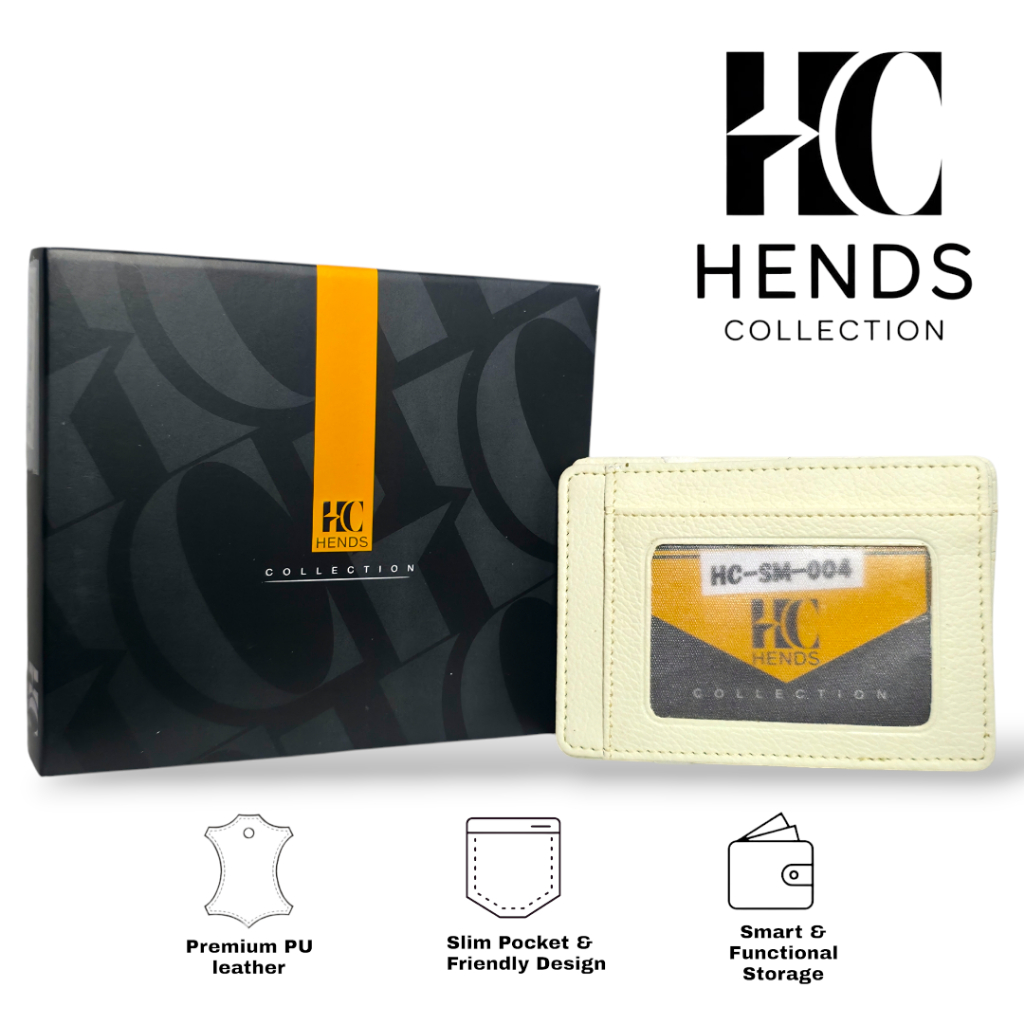 HENDS Dompet Kartu Flip Magic Pria Cream Kulit Sintetis Premium HC-SM-004 / HENDS COLLECTION Kulit P