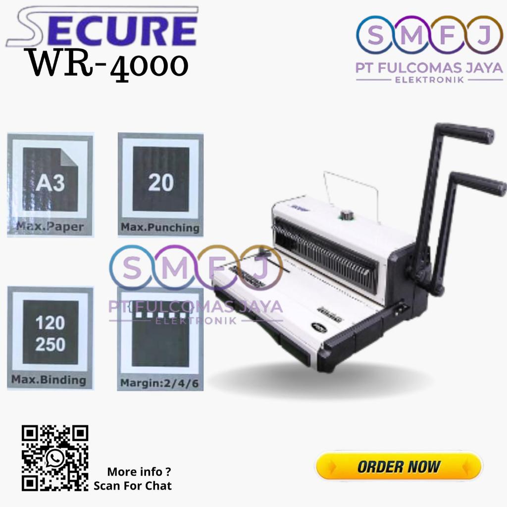 SECURE WR 4000 - Alat Mesin Binding Kertas A3 A4 F4 / Jilid Kertas Spiral GARANSI RESMI