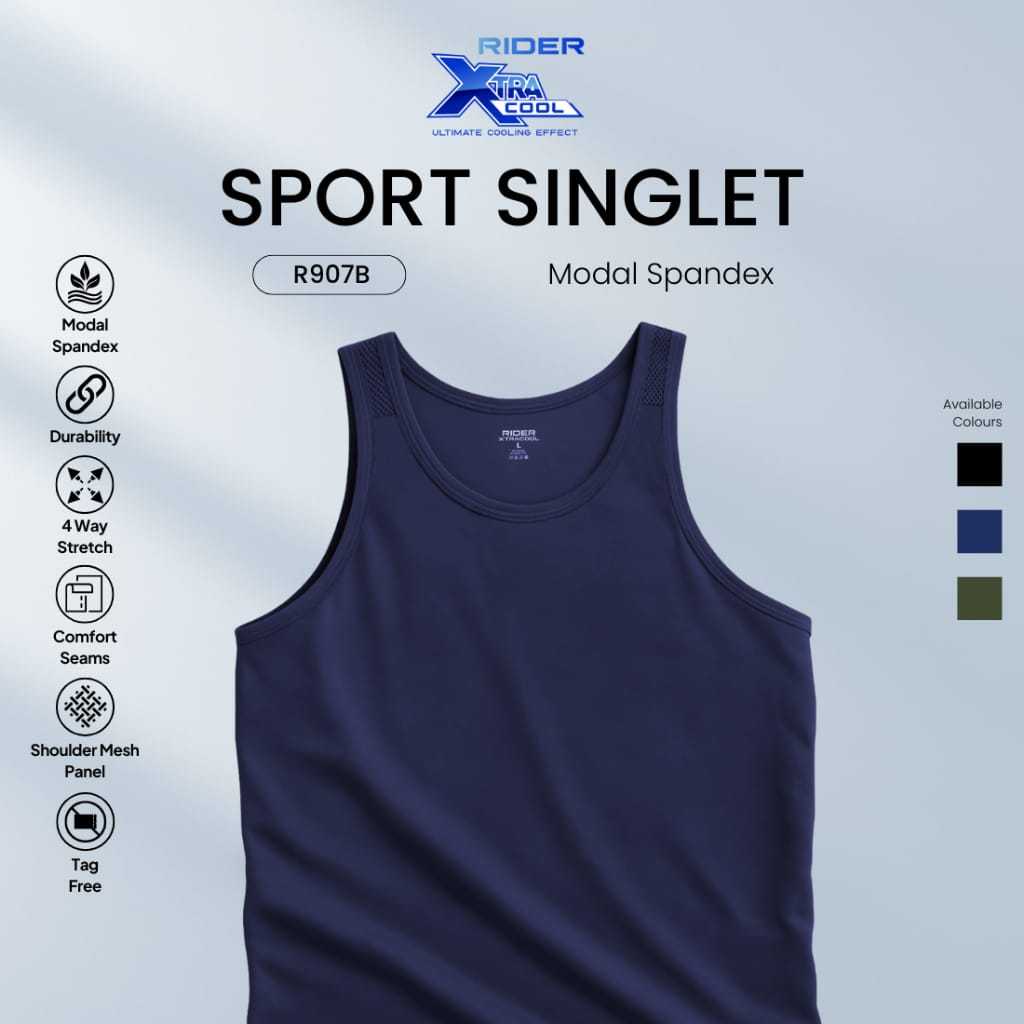 Rider Xtracool Sport Singlet Modal Spandex - Singlet Pria R907B isi 1 Pcs