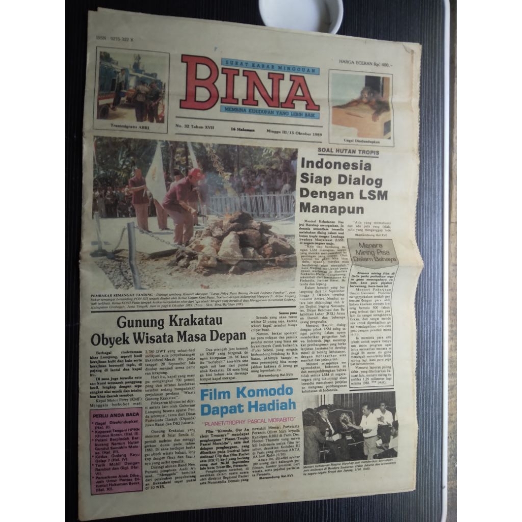 Surat Kabar Bina Th 1989 - Koran jadul