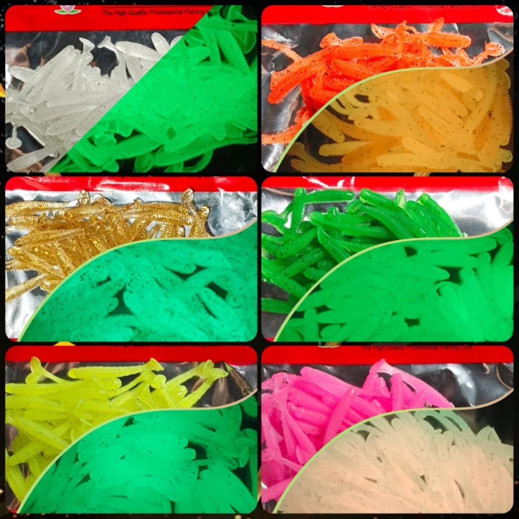 SOFTLURE UL 5 cm LAZARUS PADDLE TAIL isi 50pcs TERMURAH BONUS HOOK