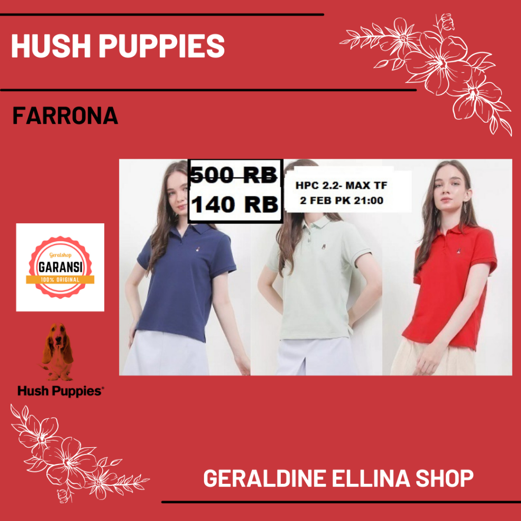 Kaos kerah hush puppies wanita sale original 100% seri FARRONA