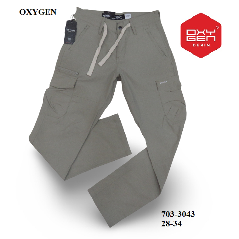CELANA CARGO PANJANG PRIA TAPERED FIT STRETCH  MEREK OXYGEN ART : 703-3043 PRICE Rp.684.600