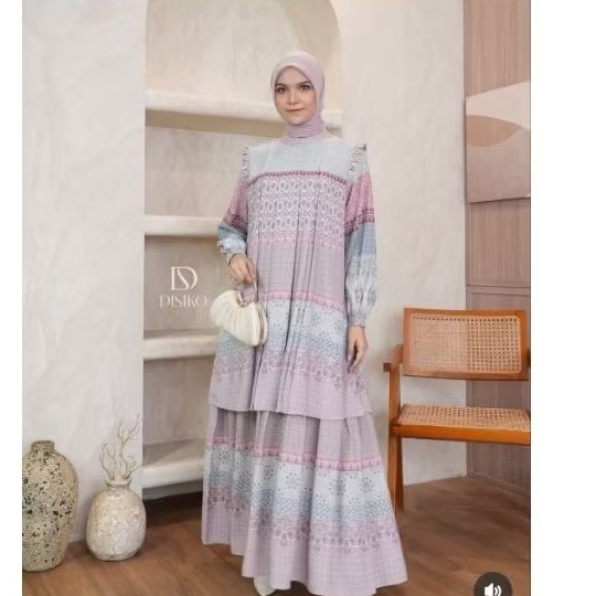 Gamis disiko abu pink