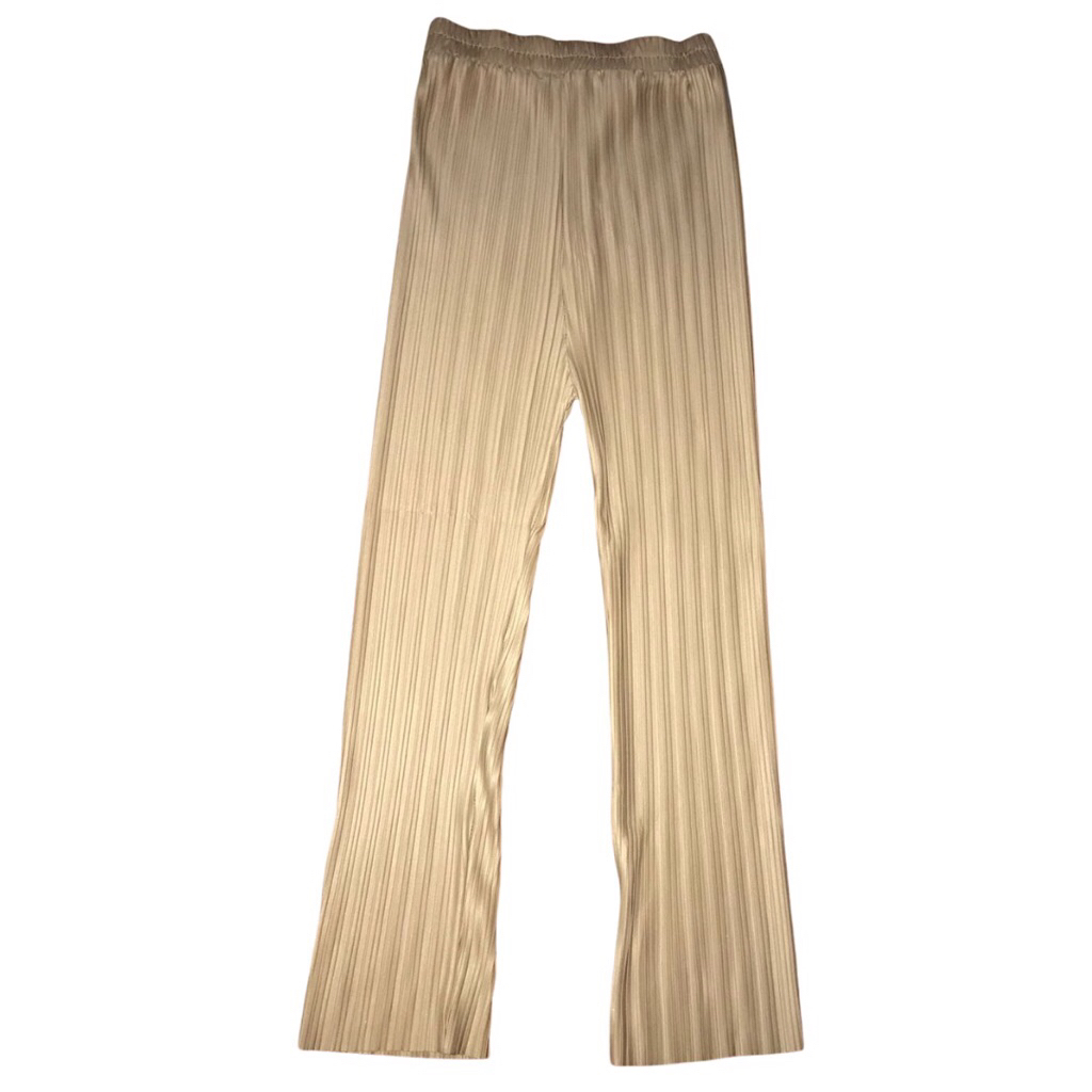 Celana Panjang Wanita Plisket Cream