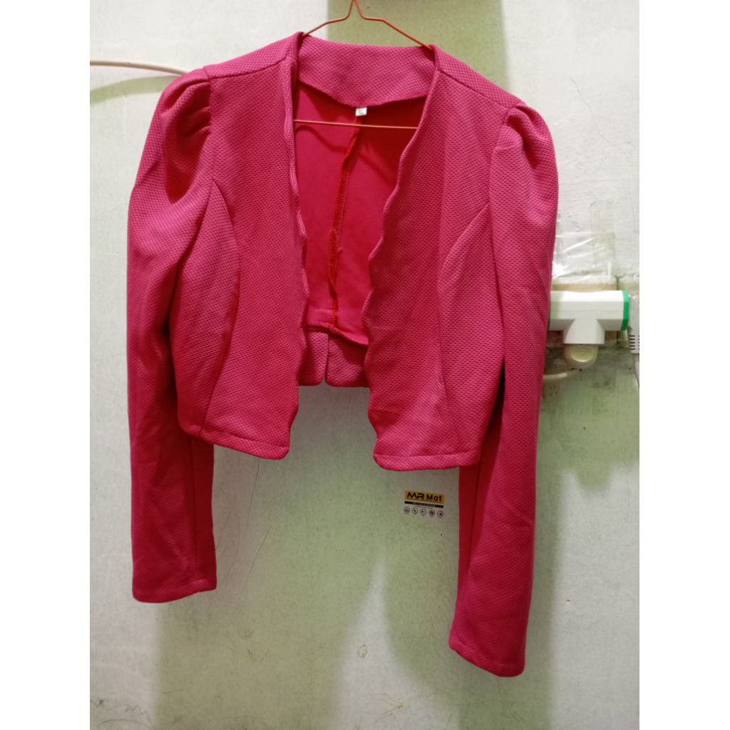 outer jas blazer pink fuschia barbie crop