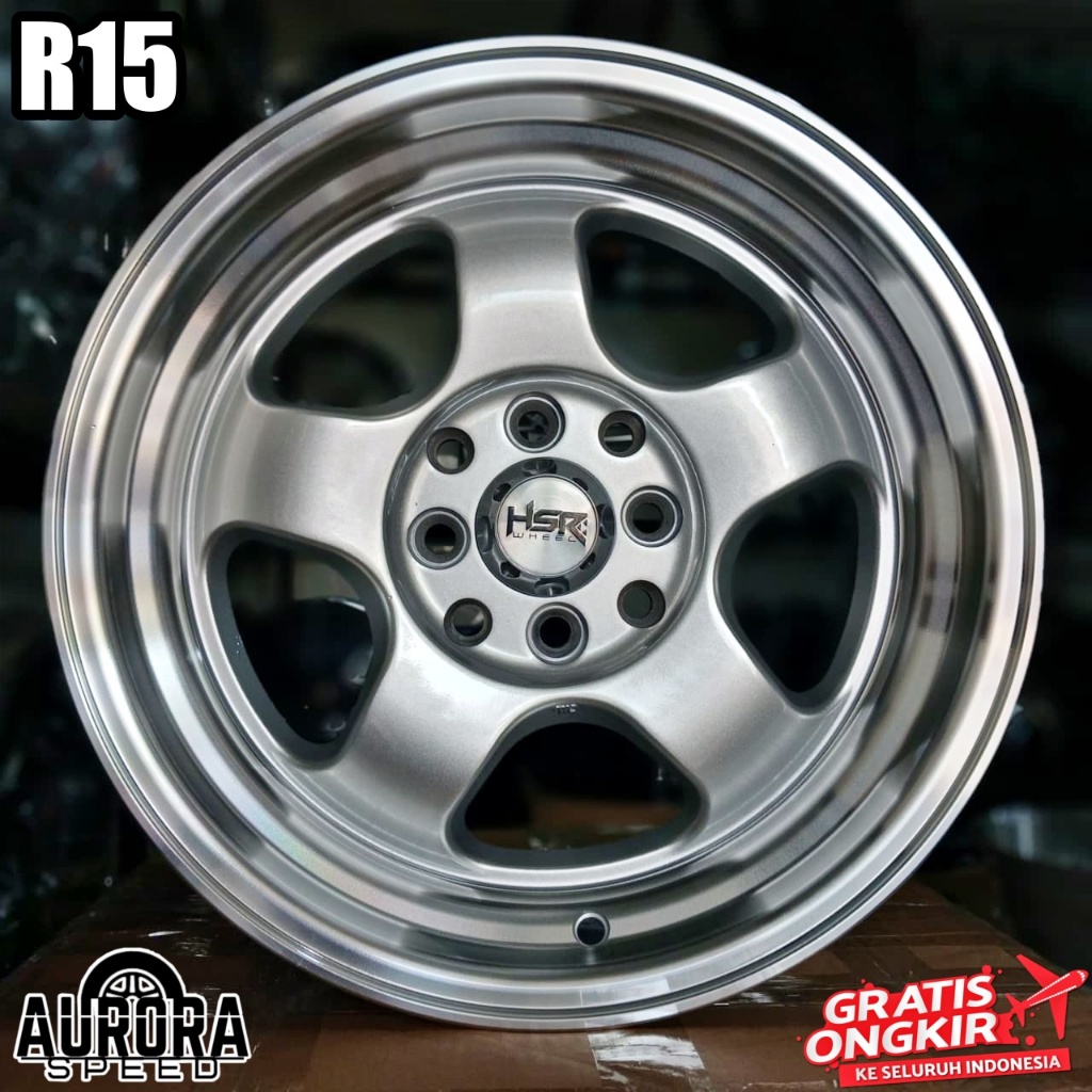 Velg celong HSR BRISKET R15 lebar 7/8 silver mobil Sigra Calya Sirion Starlet Ignis Brio ring 15