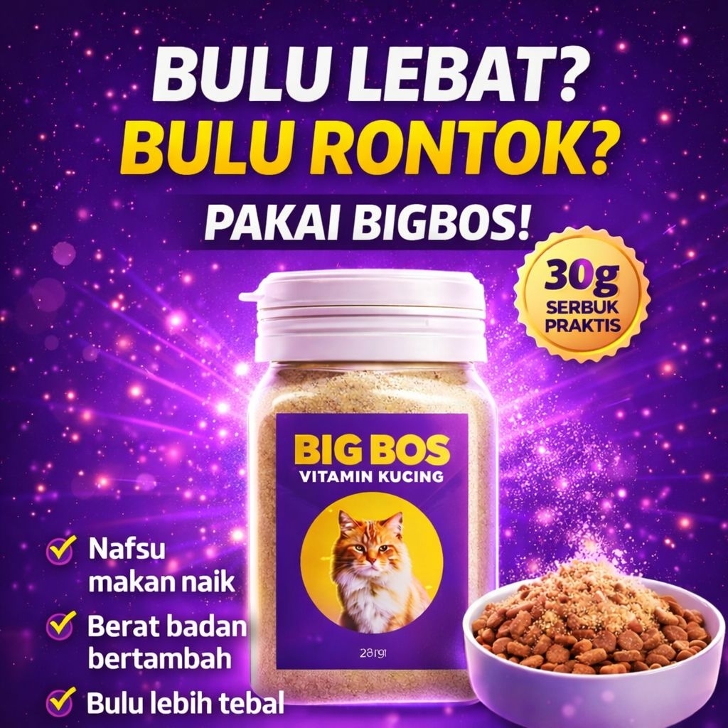 BIGBOS Vitamin Penggemuk Kucing Kampung Murah Penambah Nafsu Makan Cegah Bulu Rontok 30gram