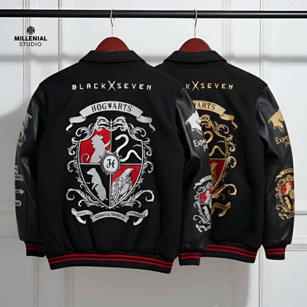 VARSITY JACKET HOGWARTS LEGACY V1 V2 BLACK GOLD | JAKET HARRY POTTER BASEBALL ORIGINAL BLACKSEVEN