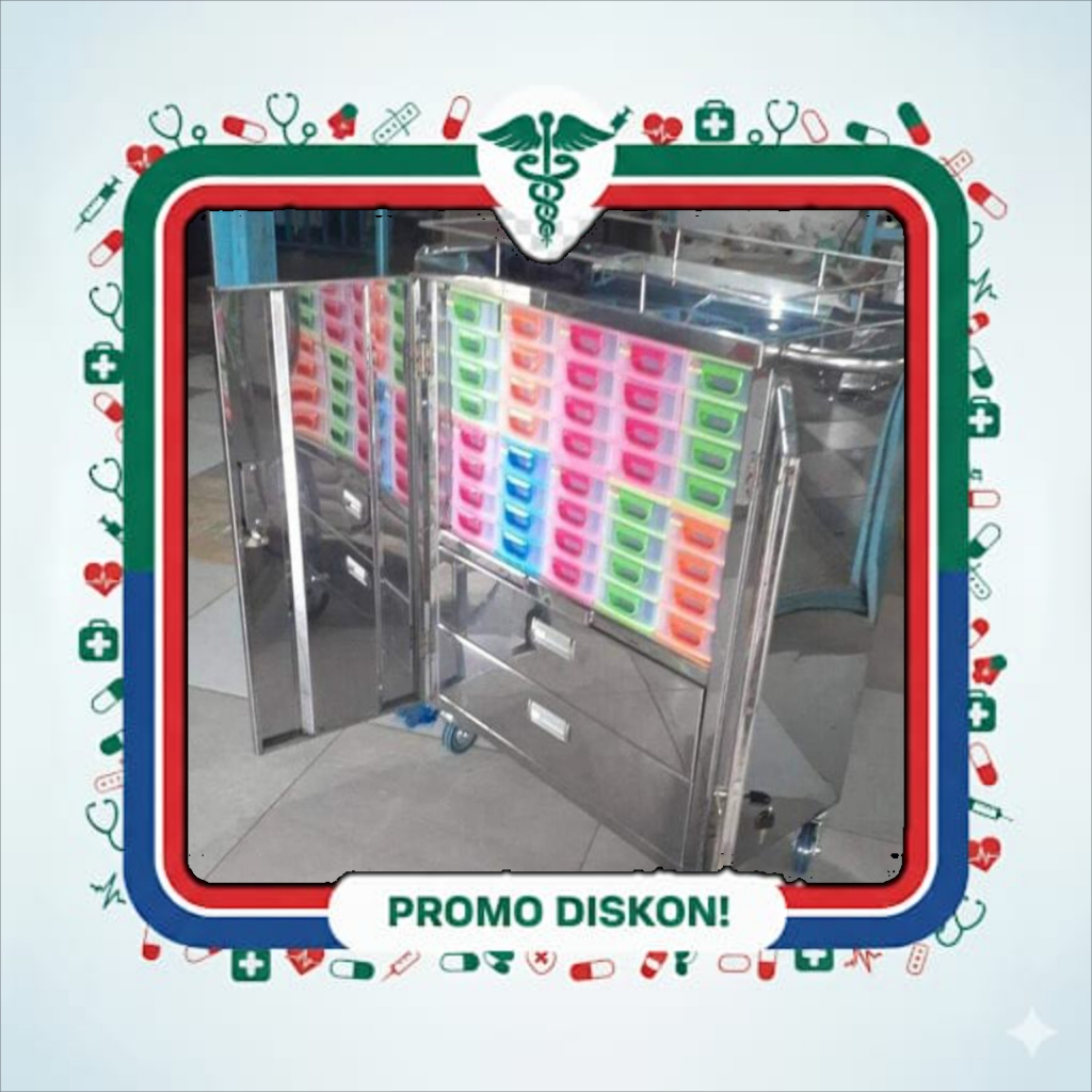 Trolley Obat Medicine Cabinet Troli Simpan Obat Lemari Penyimpanan Obat