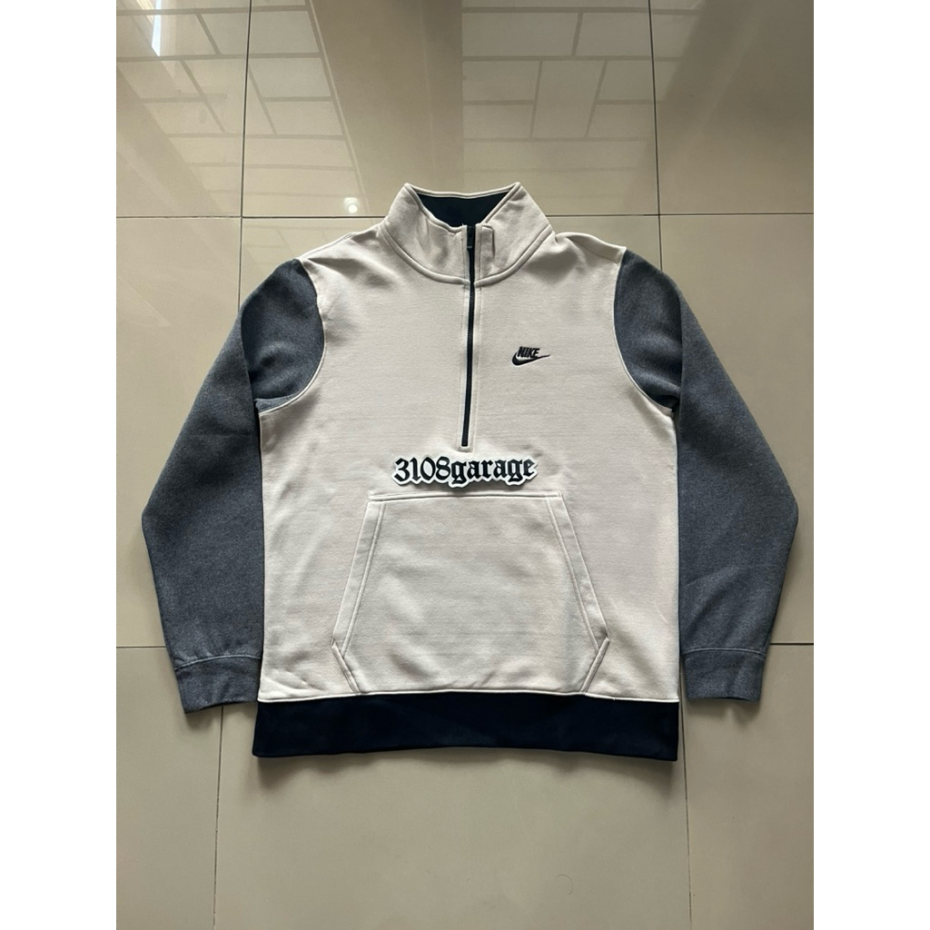 Sweatshirt Nike tech fleece half zip quarter pullover beige cream sz L jacket sweater mens