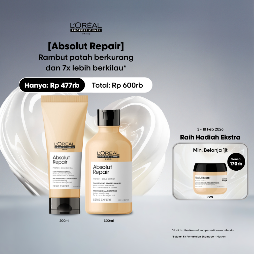 Absolut Repair Shampoo + Conditioner Untuk Rambut Kering by L'Oreal Professionnel