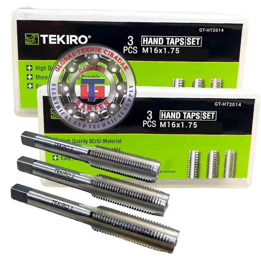 Hand Tap Set M16 X 1.75 mm 3 Pcs Tekiro - 1 Set Hand Tap M16x1.75 mm Tekiro