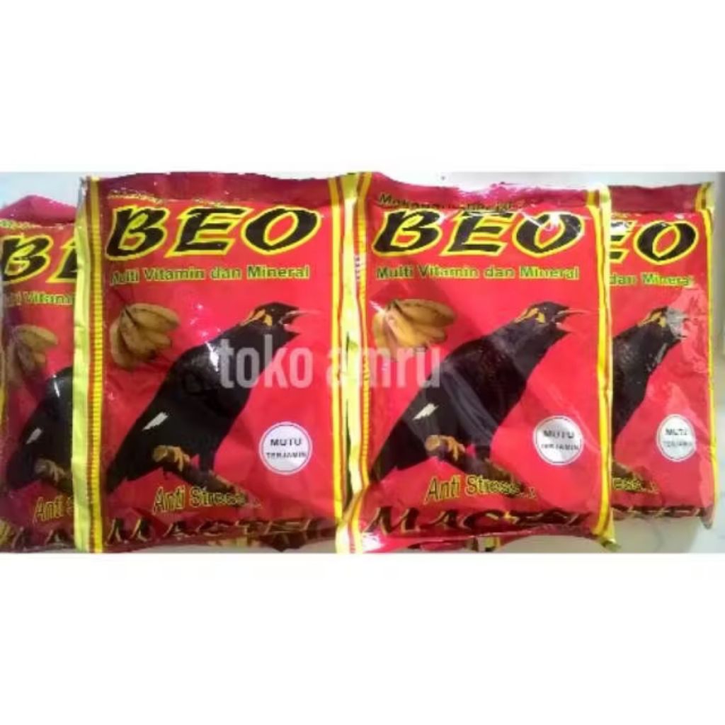 Pakan Burung Beo MACTEL BEO - Voer Anti Stress, Tinggi Protein & Multivitamin