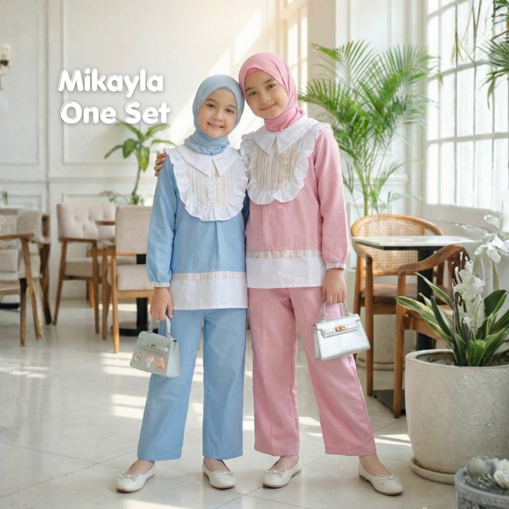 Alzena Kids Moslem Oneset Setelan Anak Perempuan Mikayla Katun