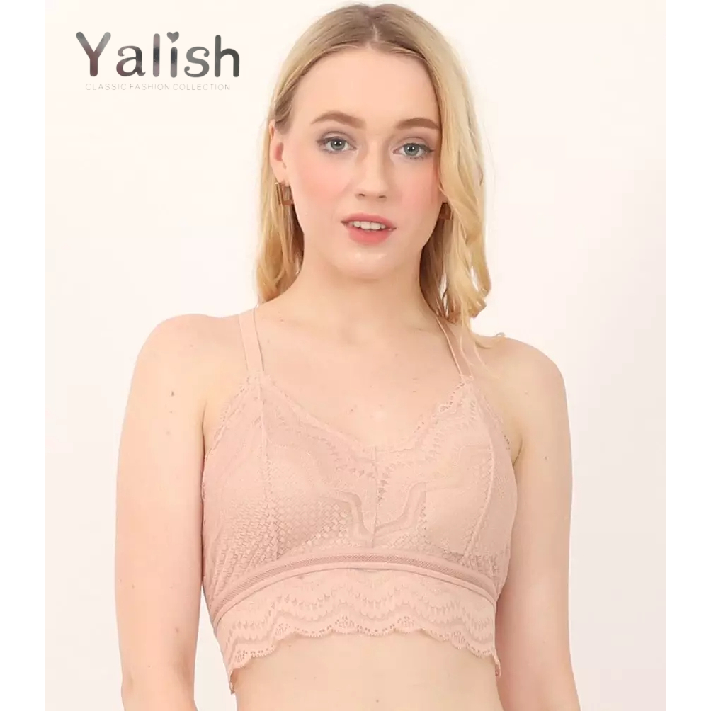 Bra Wanita Tanpa Kawat Wireless / Wirefree Busa Tipis Full Cup YALISH Bralette Mix Renda Premium Sex