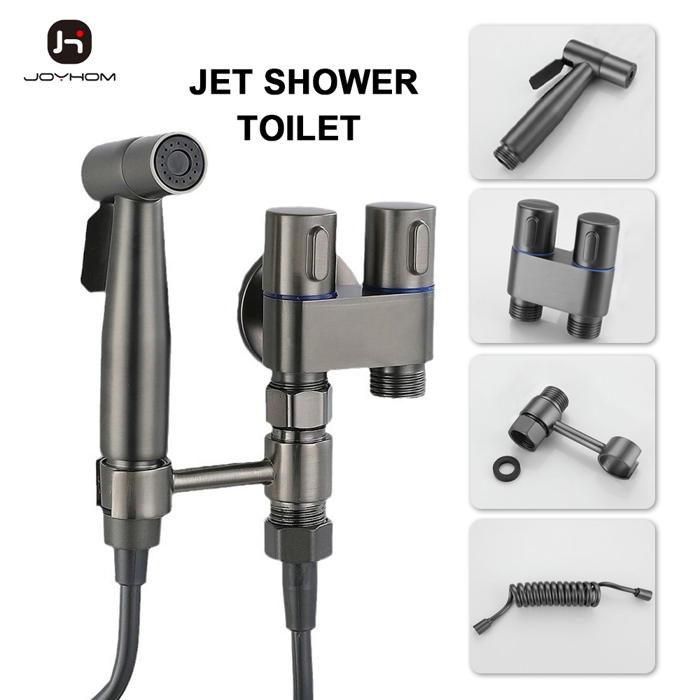 JOYHOM SUS304 1 Set Jet Shower Kloset/1/2 Inch Kran Cabang Double Shower/Jet Shower Kamar Mandi Kran