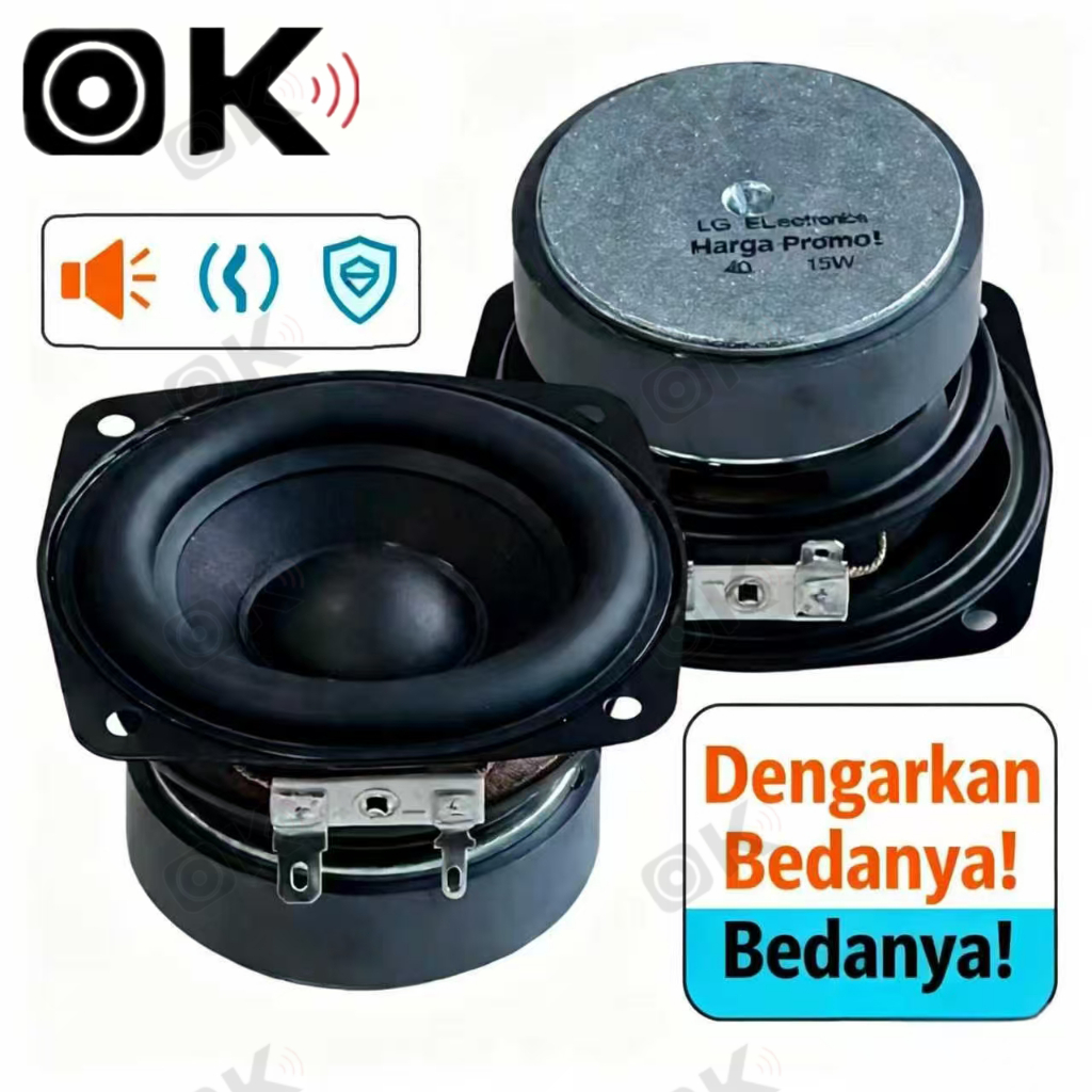 Speaker 3 inch LG-6015 Super Bass Waterproof 4 ohm 15W-25W Woofer Subwoofer