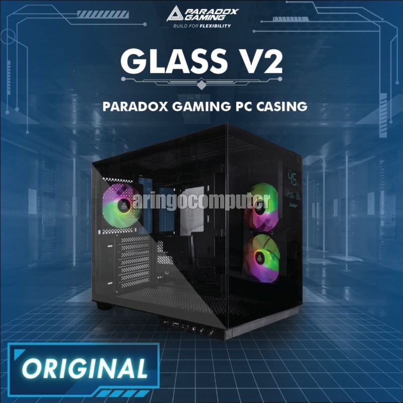 Casing Paradox Gaming V331T GLASS V2 ATX - BLACK (Free 3 Fan ARGB)