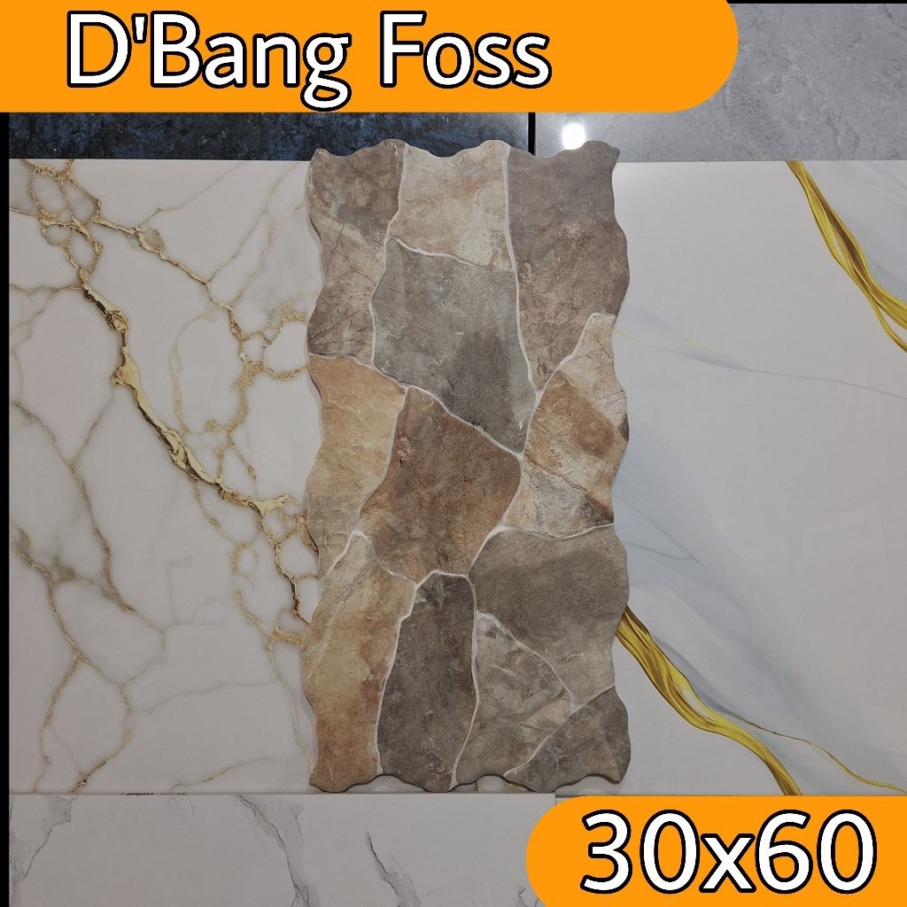 Keramik dinding 30×60 murah ROMAN D'Bang Foss motif batu alam keramik dinding garasi, carport