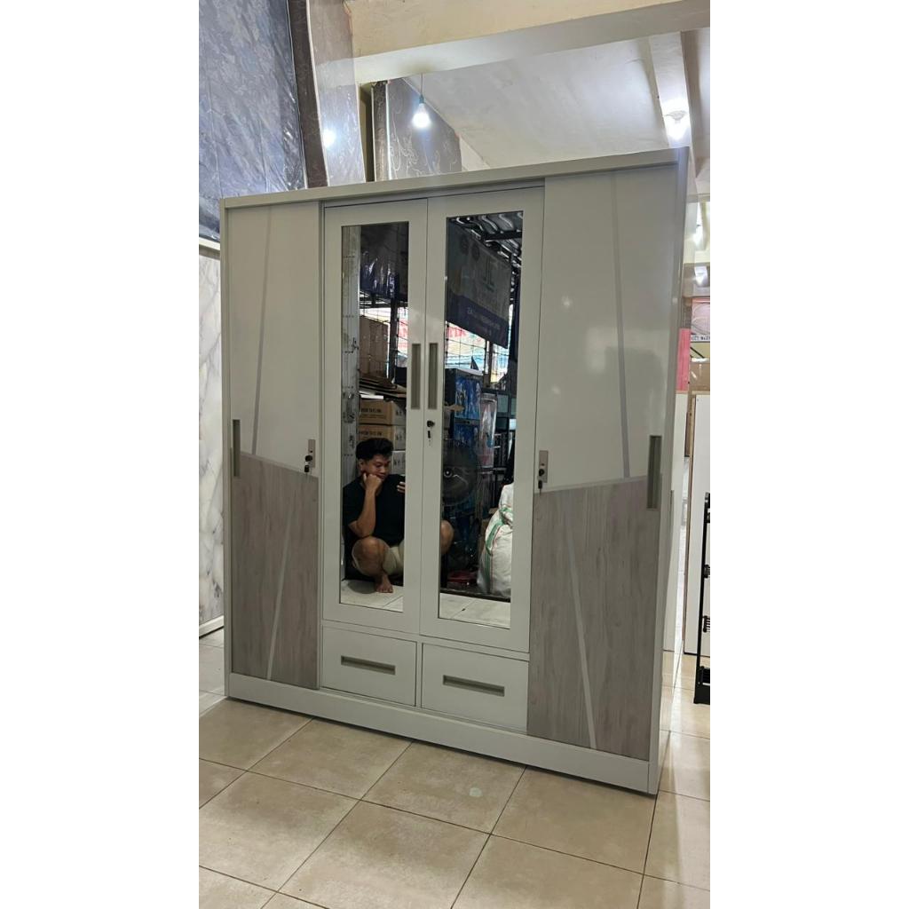 LEMARI BAJU BESI 4 PINTU GESER/SLEDING BANJARMASIN