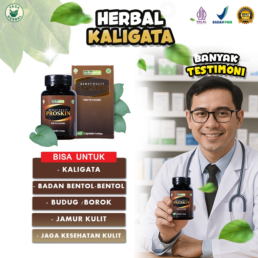 Obat Kaligata Gatal Gatal Herbal Proskin 60 Kapsul  Original Halal BPOM