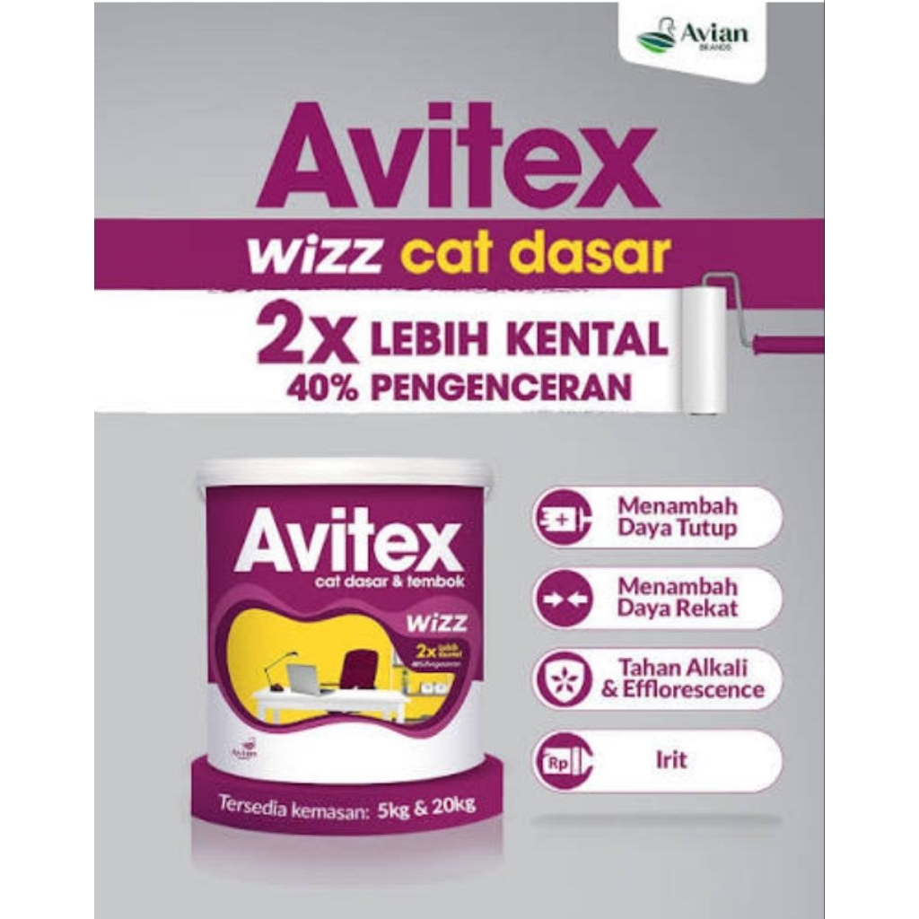 CAT DASAR AVITEX WIZZ UKURAN 20 KG PUTIH
