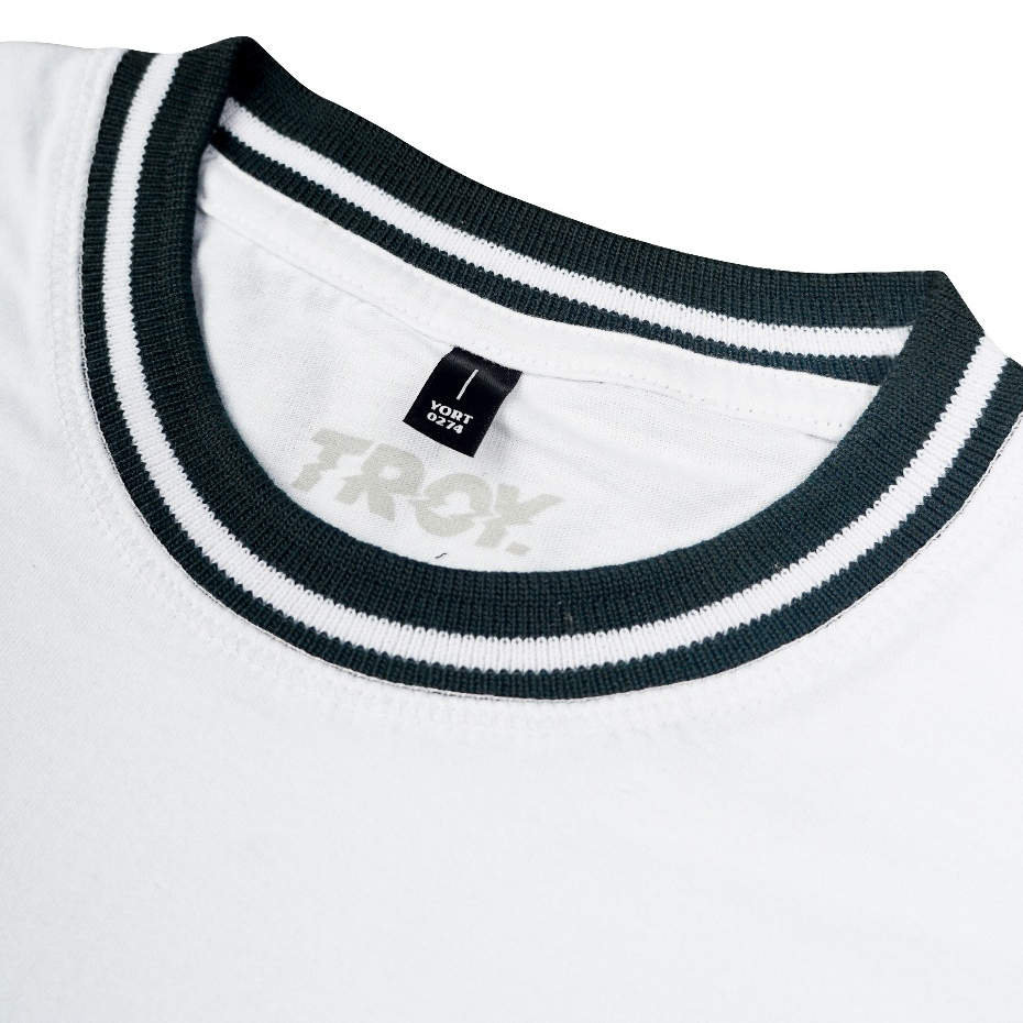 Troy Company Neck Strip Tshirt White Warm The Summer - Kaos Lengan Pendek Kaos Putih KST 3037-2G1W