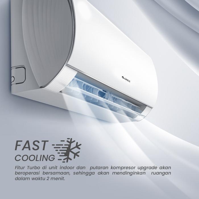 KHUSUS MAKASSAR GOWA Gree F1s Inverter AC 1/2 PK White Pearl Fast Cooling