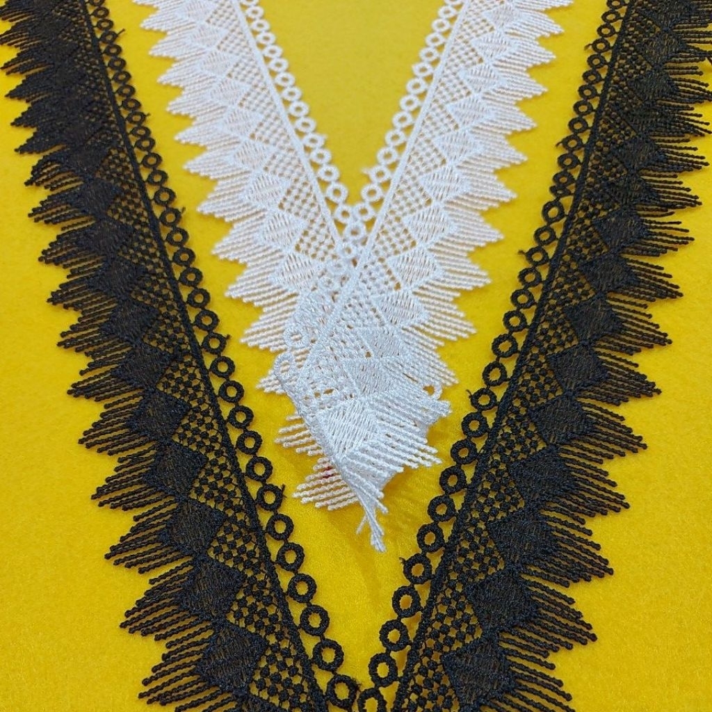 Renda Bordir Lebar 5cm Nuansa Hitam Putih PER 1 METER